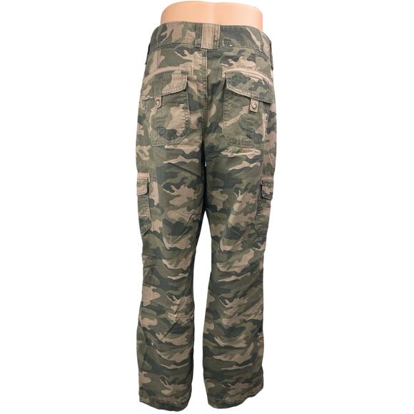 Carhartt Women's Green Camo Camouflage Mid Rise Straight Cargo Trousers Pants 10 - Picture 2 of 5